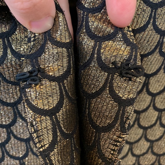 Gold metallic brocade fish scale blazer NYE holiday - Picture 5 of 8